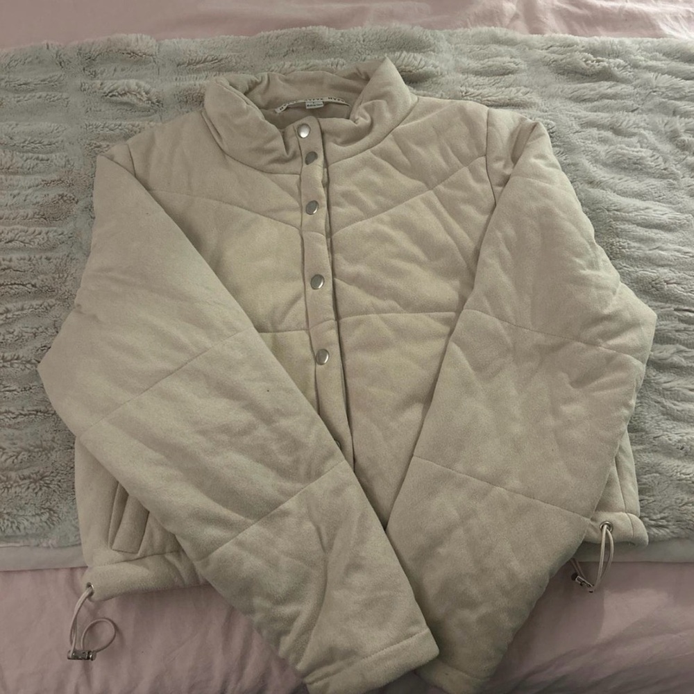 Women's Cream Suede Quilted Jacket